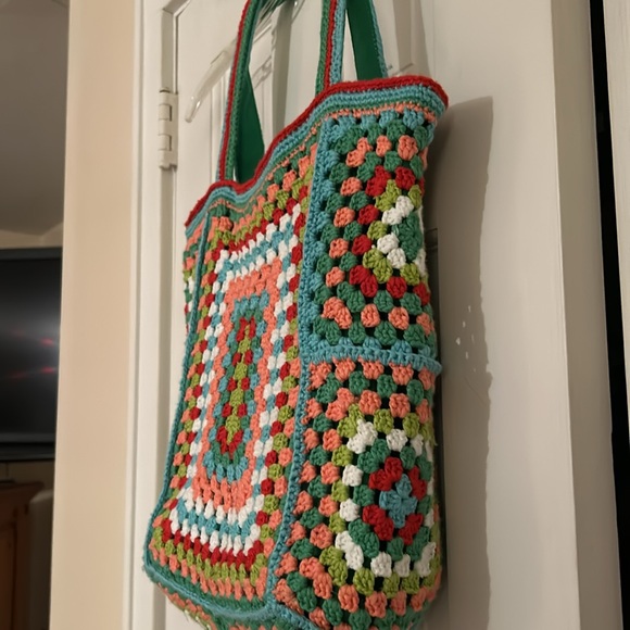 Crocheted Tote Bag ~ Multicolor - Picture 3 of 13